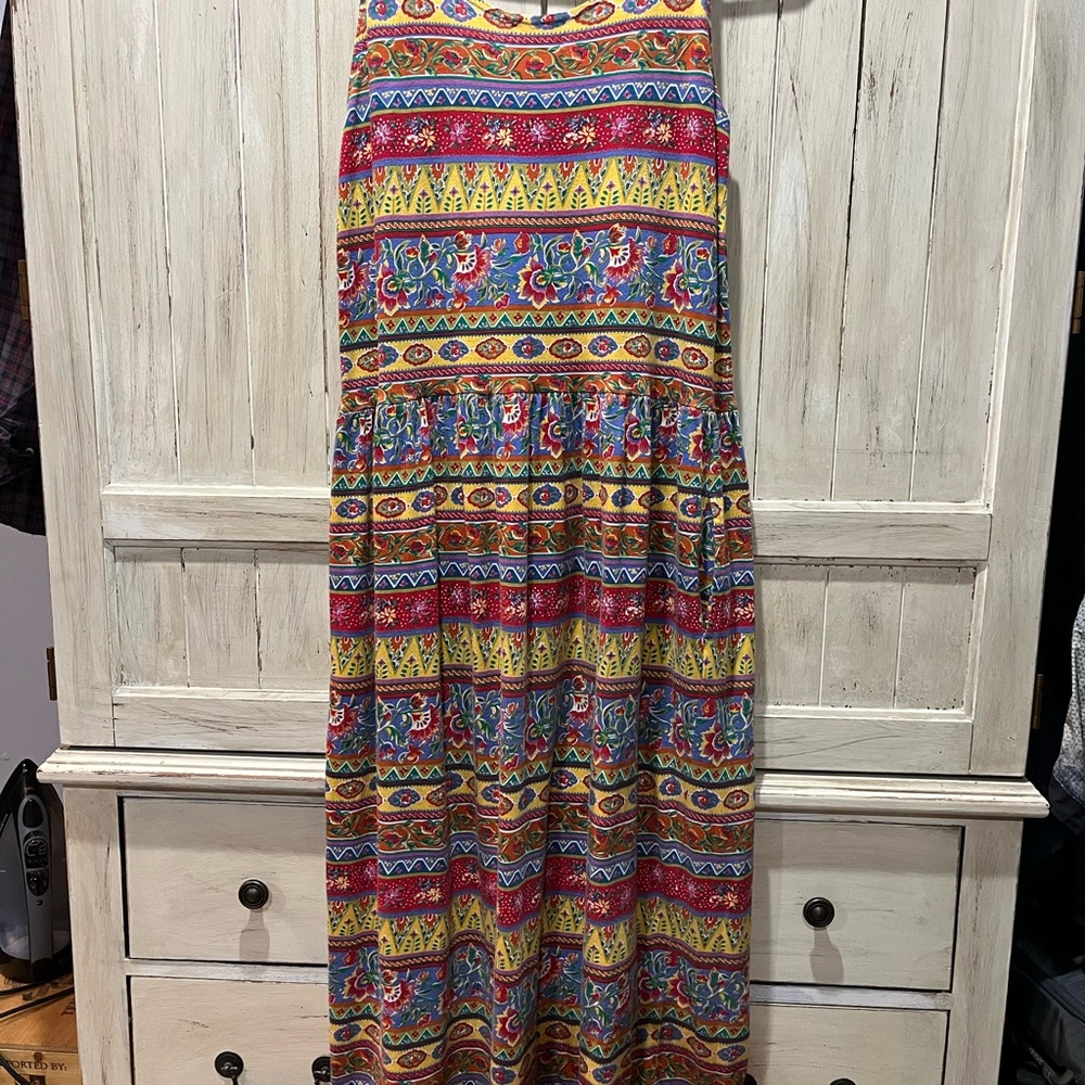 Vintage Susan Bristol Sundress Multicolored Flowers Made in Turkey
